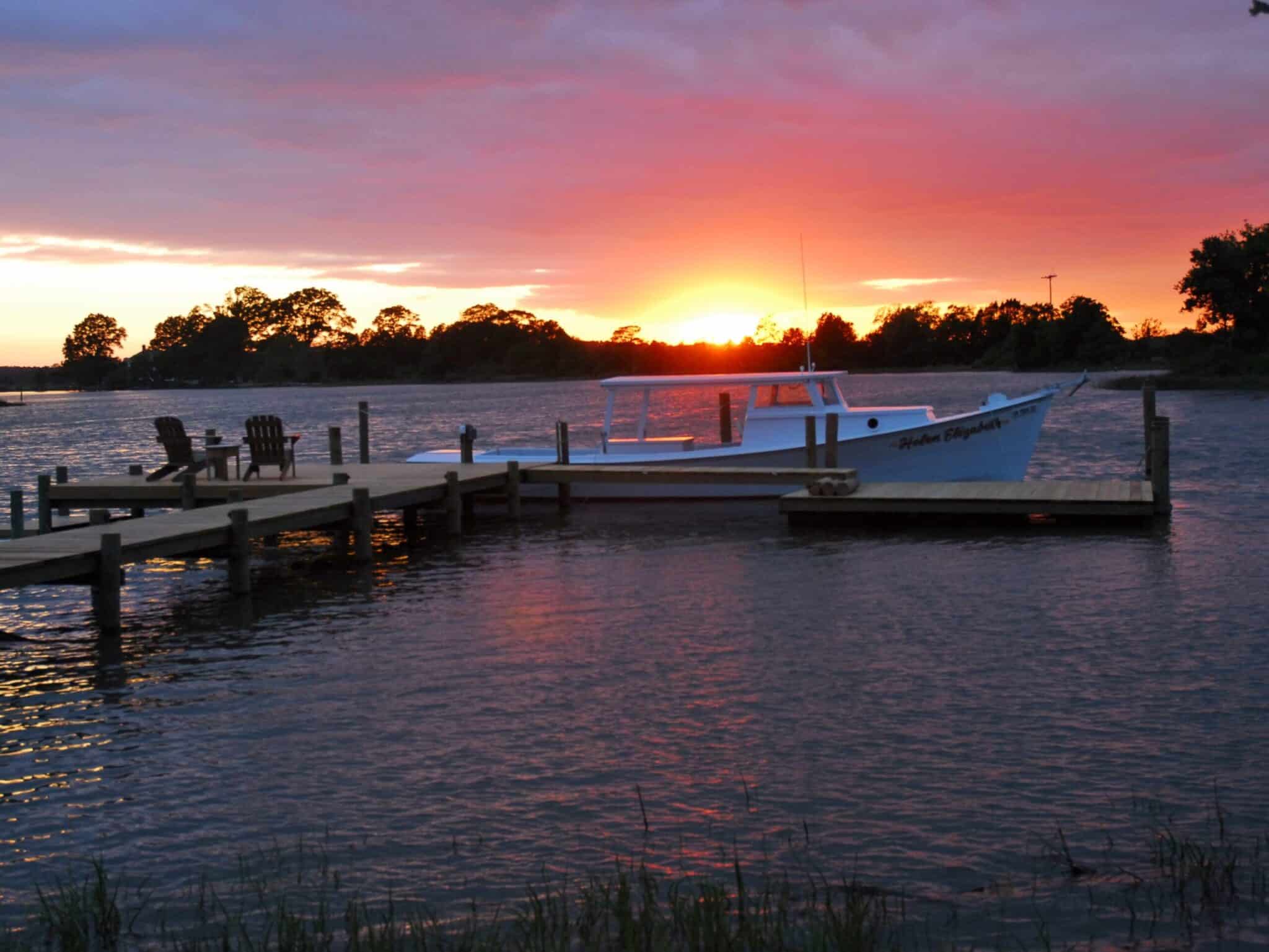 How about a sunset cruise on the Helen Elizabeth deadrise boat? Perfect Way to experience a mathews County sunset.