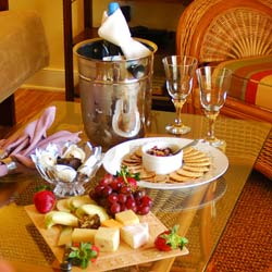 Experience Romance at Waterfront Bed and Breakfast Bottle of Wine with Fruit & Cheese Platter