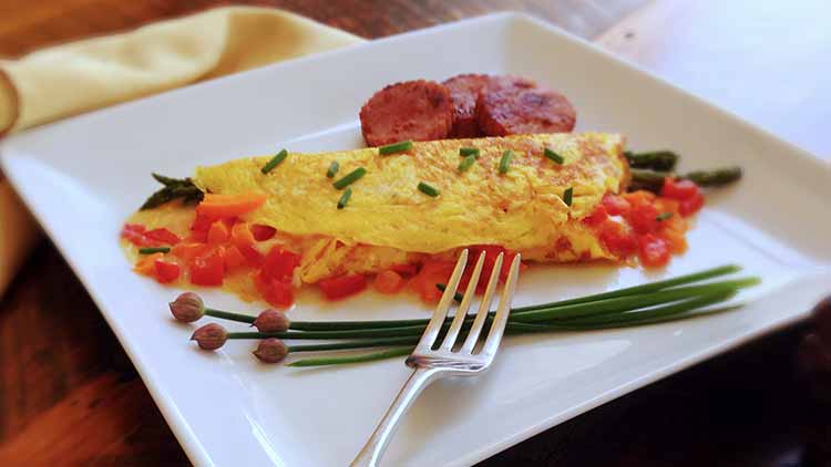 Three egg omelet with sausage