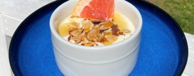 Photo of Grapefruit panna Cotta, with toasted almonds and honey