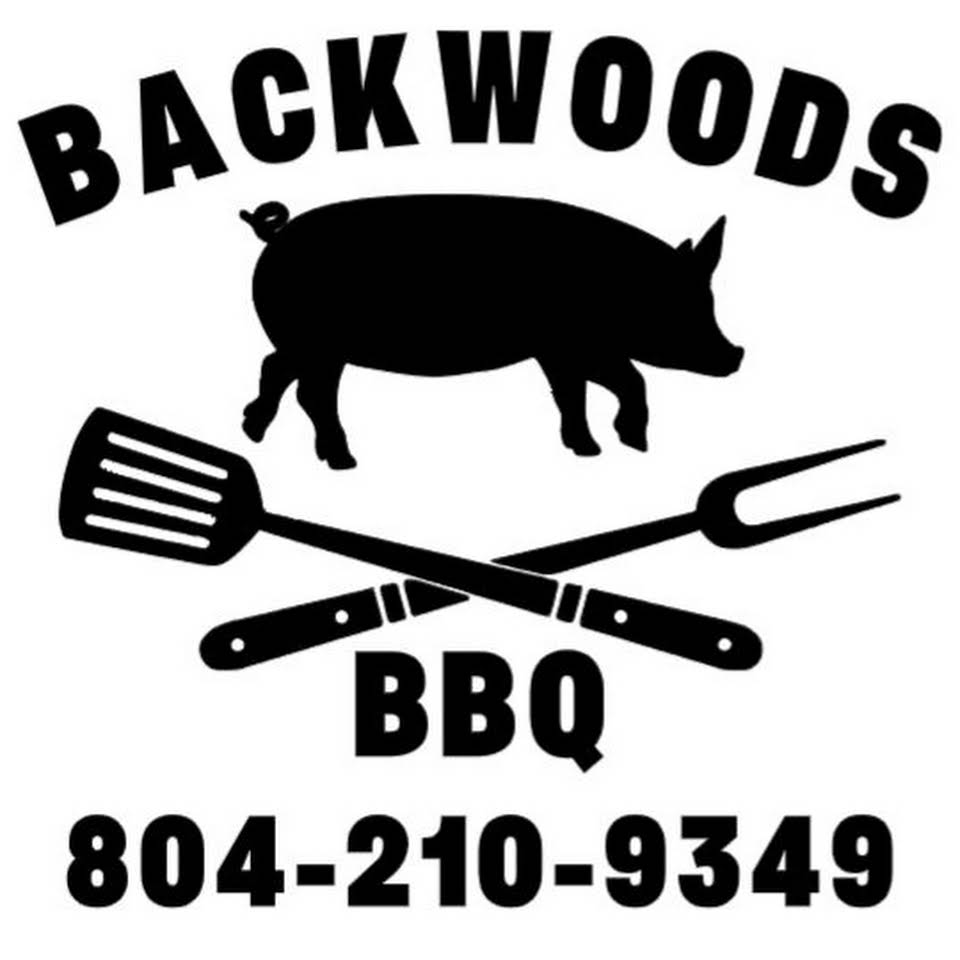 Backwoods Bqq Logo with Pig, and spatula and fork.