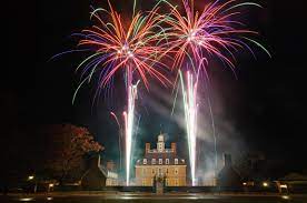 Fireworks in front of the Palace in Colonial Williamsburg