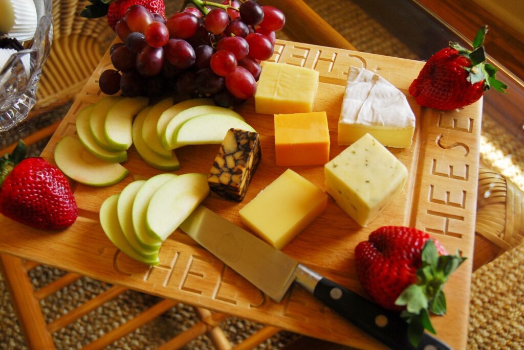 Photo of cheese and fruit board