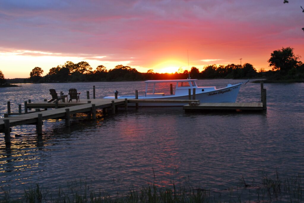 How about a sunset cruise on the Helen Elizabeth deadrise boat? Perfect Way to experience a mathews County sunset.