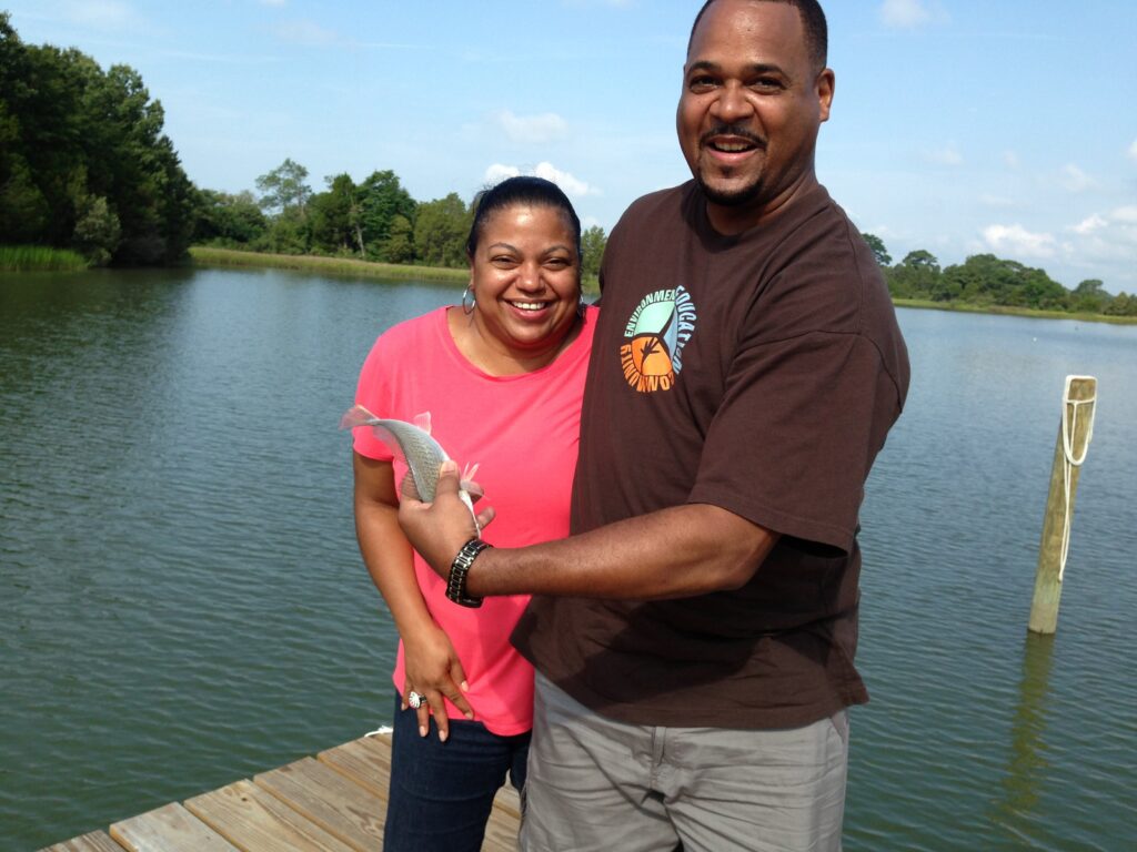 Couple catches fish on our dock