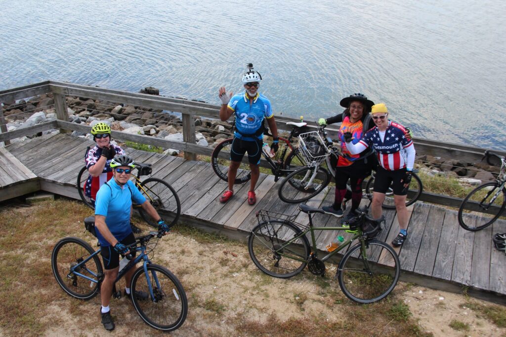 Cyclists hanging at the Wharf