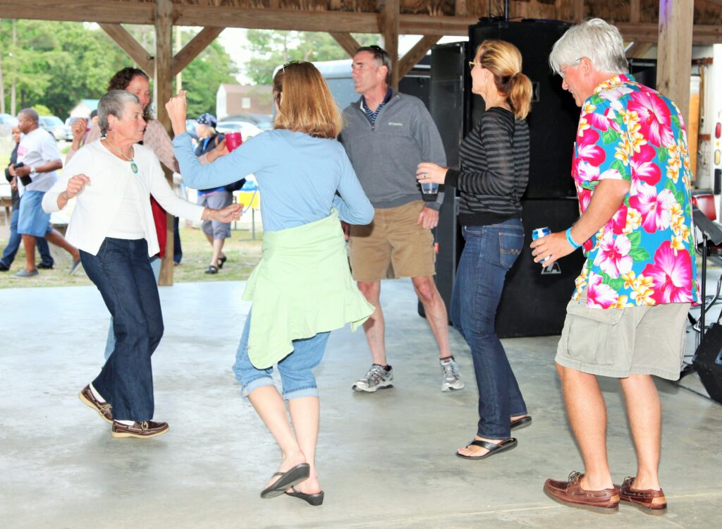 dancing at the wharf party