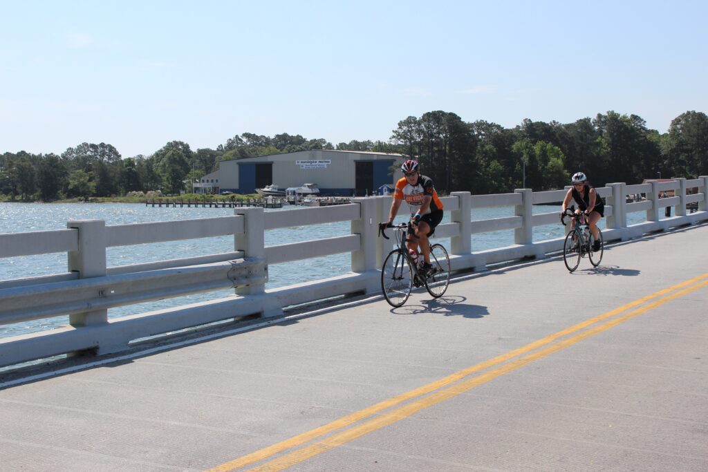 Cycling over the Gwynns Island bridge