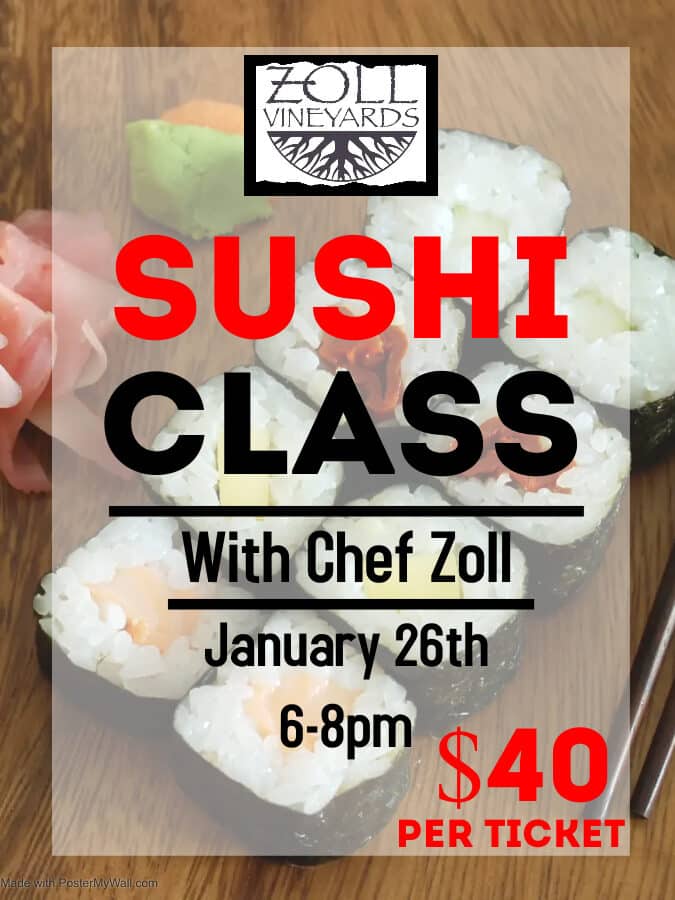 zoll vineyards sushi class