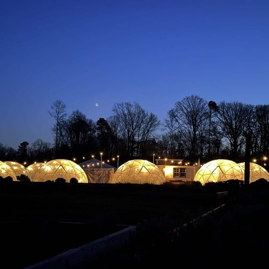 Igloo dining at Under the Stars Farm