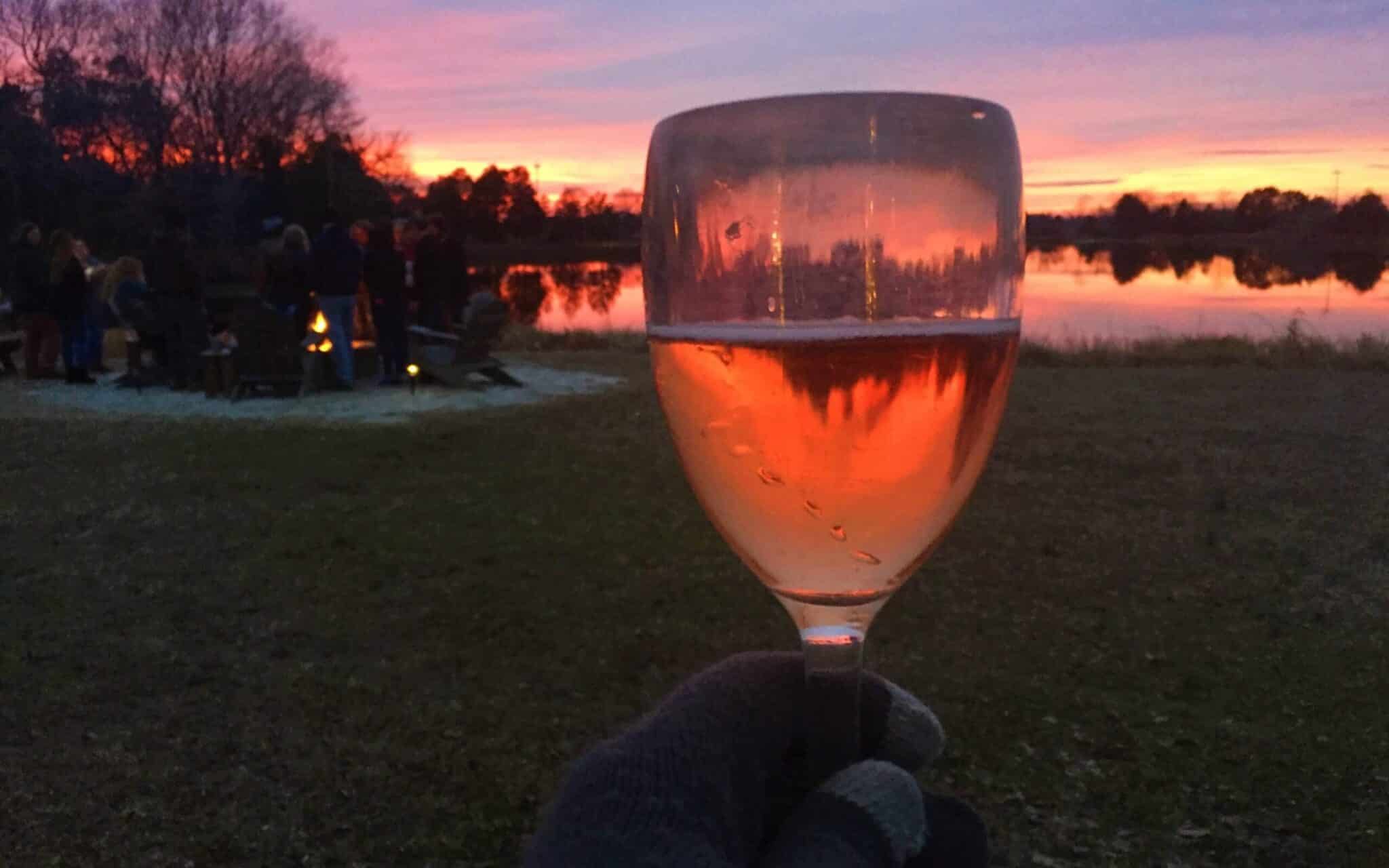 relaxing by the fire pit at sunset