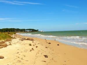 Walking down beautiful Bethel Beach