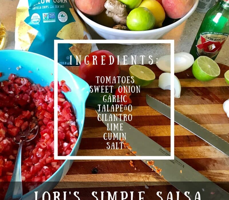 Lori's simple salsa recipe ingredients graphic