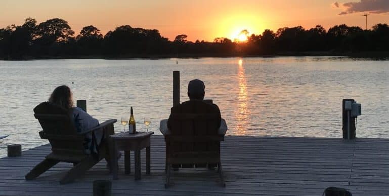 Watching sunset from dock at inn at tabbs creek