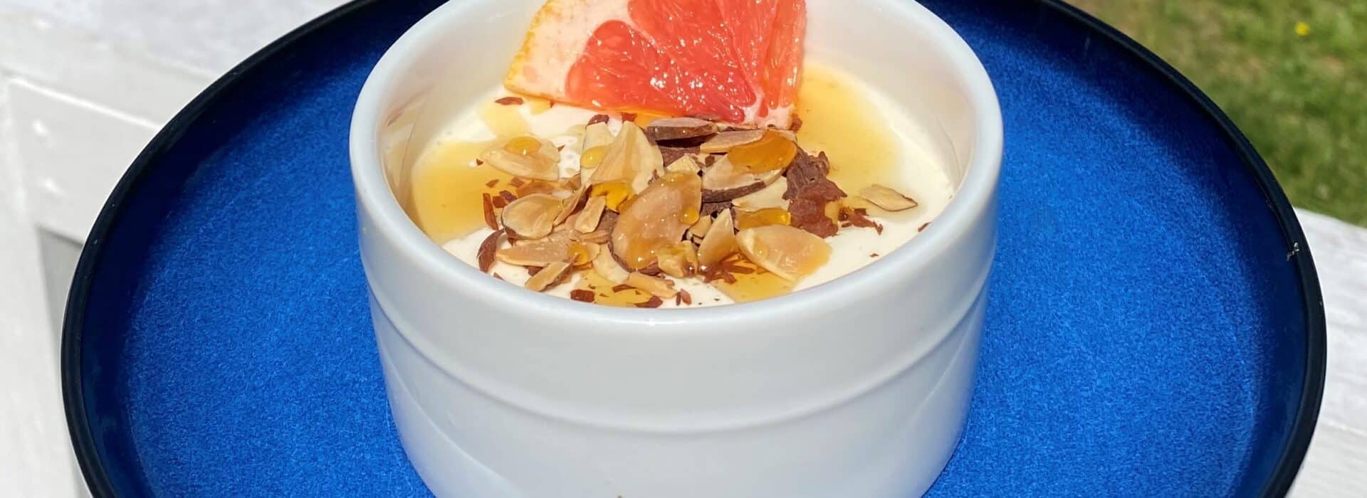 Photo of Grapefruit panna Cotta, with toasted almonds and honey